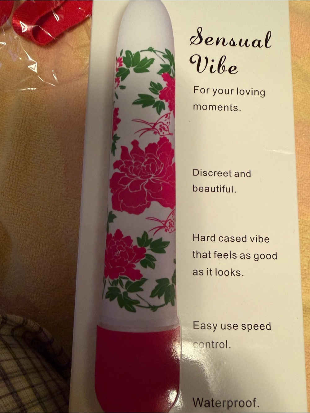 Eve White Personal Massager with Pink Floral and Green Leaf Accents